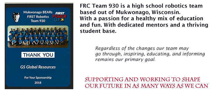 Mukwonago Bears Robotics Team 2018